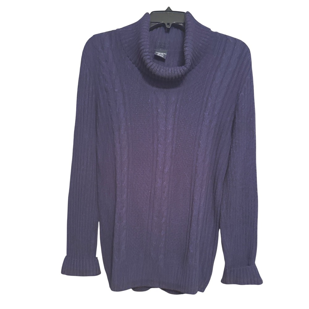 Faded Glory Womens Purple Potion Cable Knit Turtleneck Sweater XXL 20
